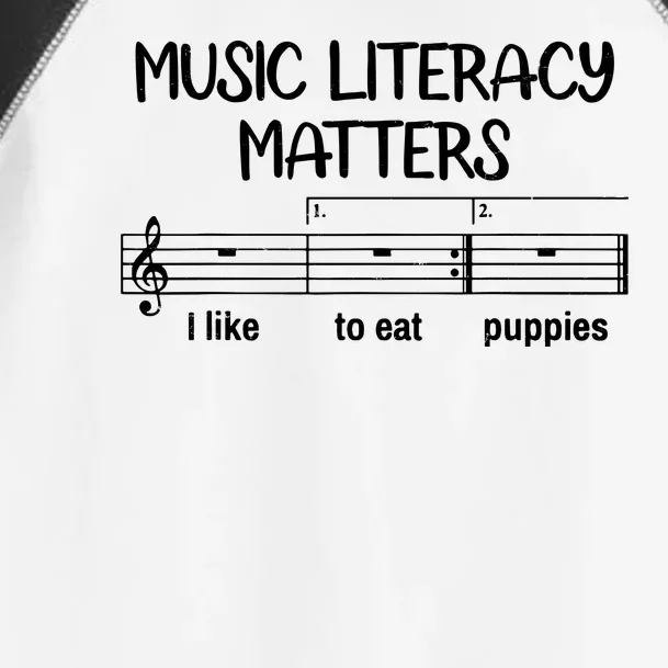 Funny Music Literacy Matters I Like To Eat Puppies Toddler Fine Jersey T-Shirt