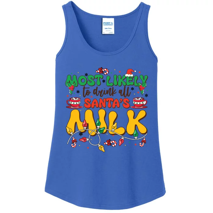 Funny Most Likely To SantaS Milk Christmas Gift Ladies Essential Tank