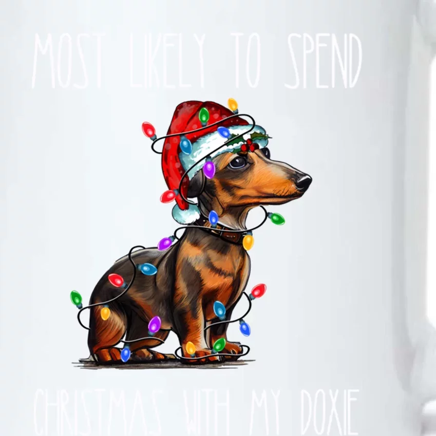 Funny Most Likely To Spend Christmas With My Doxie Dachshund Gift Black Color Changing Mug