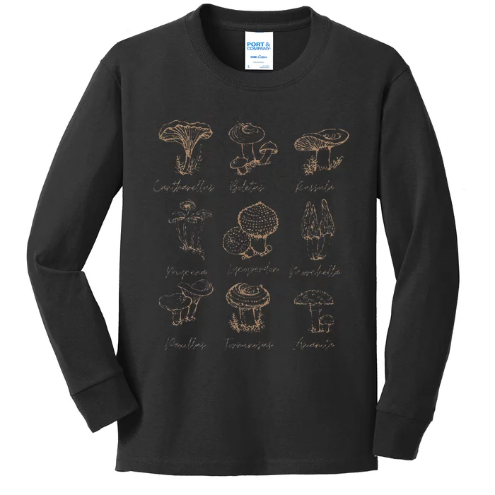 Fungi Mushroom Lover Mycology Vintage Goth Style Kids Long Sleeve Shirt