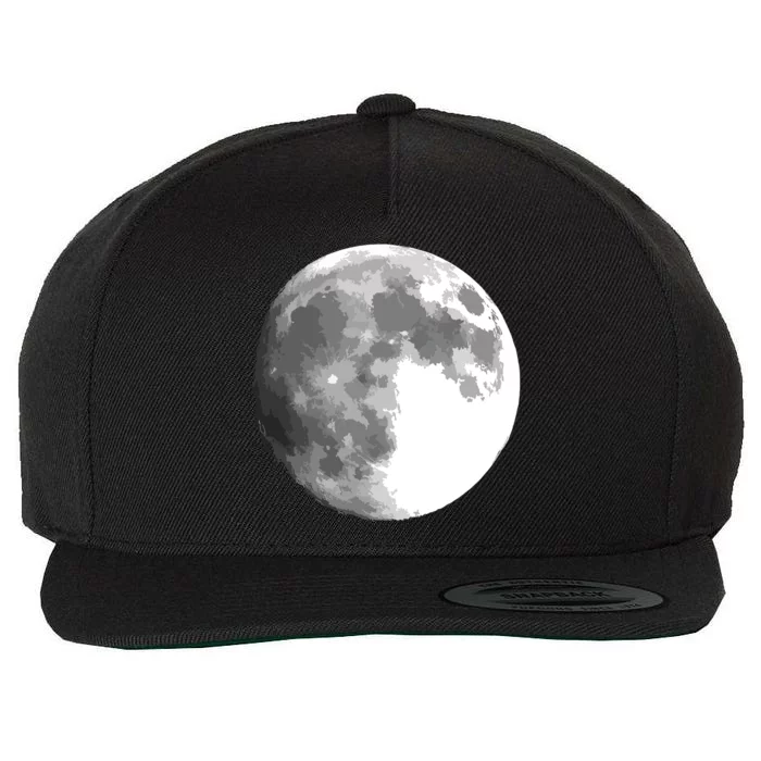 Full Moon Luna Astronomy Space Galaxy Stars Wool Snapback Cap