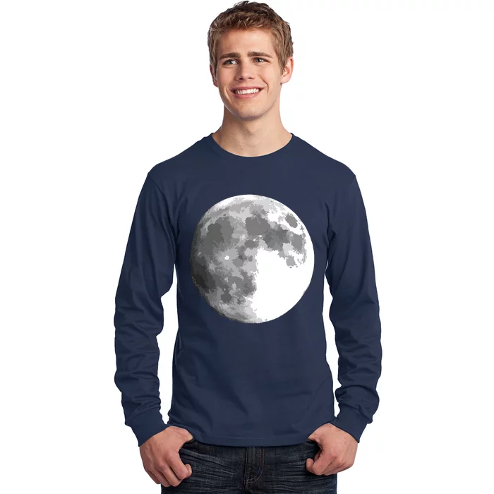 Full Moon Luna Astronomy Space Galaxy Stars Long Sleeve Shirt