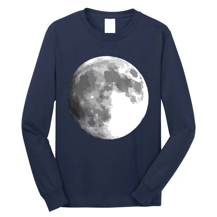 Full Moon Luna Astronomy Space Galaxy Stars Long Sleeve Shirt