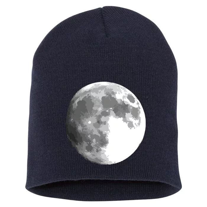 Full Moon Luna Astronomy Space Galaxy Stars Short Acrylic Beanie