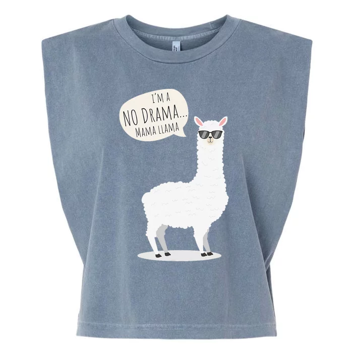 Funny Mama Llama No Drama Alpaca Garment-Dyed Women's Muscle Tee