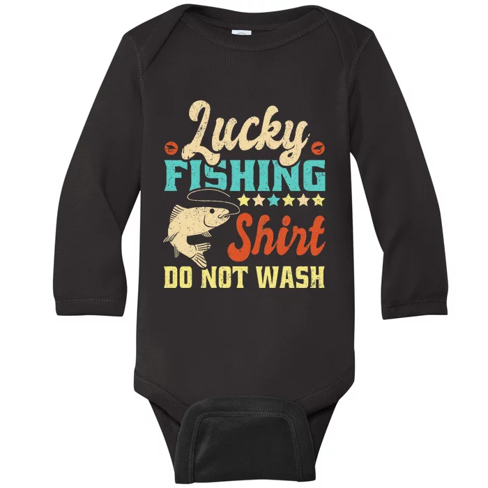 Funny My Lucky Fishing dad Baby Long Sleeve Bodysuit