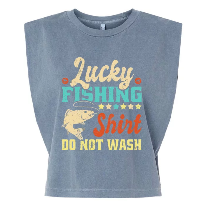 Funny My Lucky Fishing dad Garment-Dyed Women's Muscle Tee