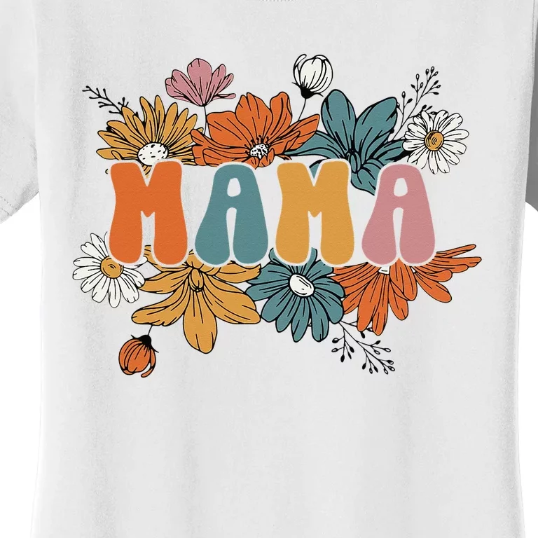 Floral Mama Life Thankful Mama Fall Thanksgiving Mothers Day Women's T-Shirt