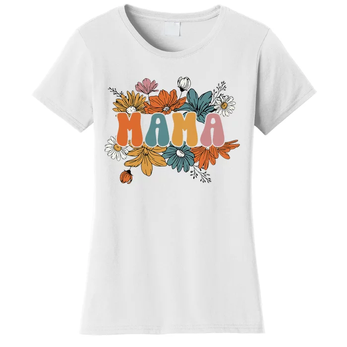 Floral Mama Life Thankful Mama Fall Thanksgiving Mothers Day Women's T-Shirt