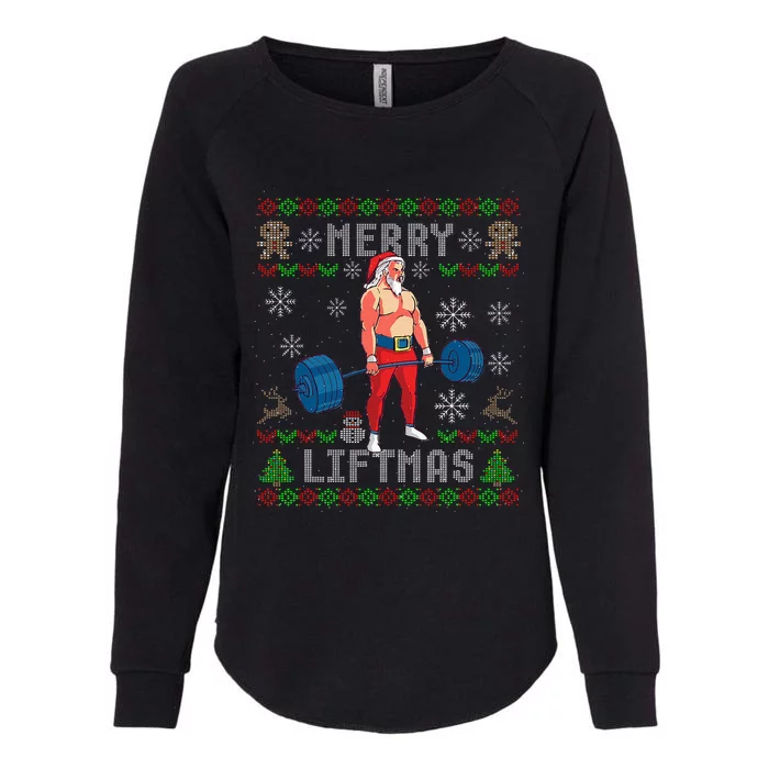 Funny Merry Liftmas Ugly Christmas Workout Powerlifting Womens California Wash Sweatshirt