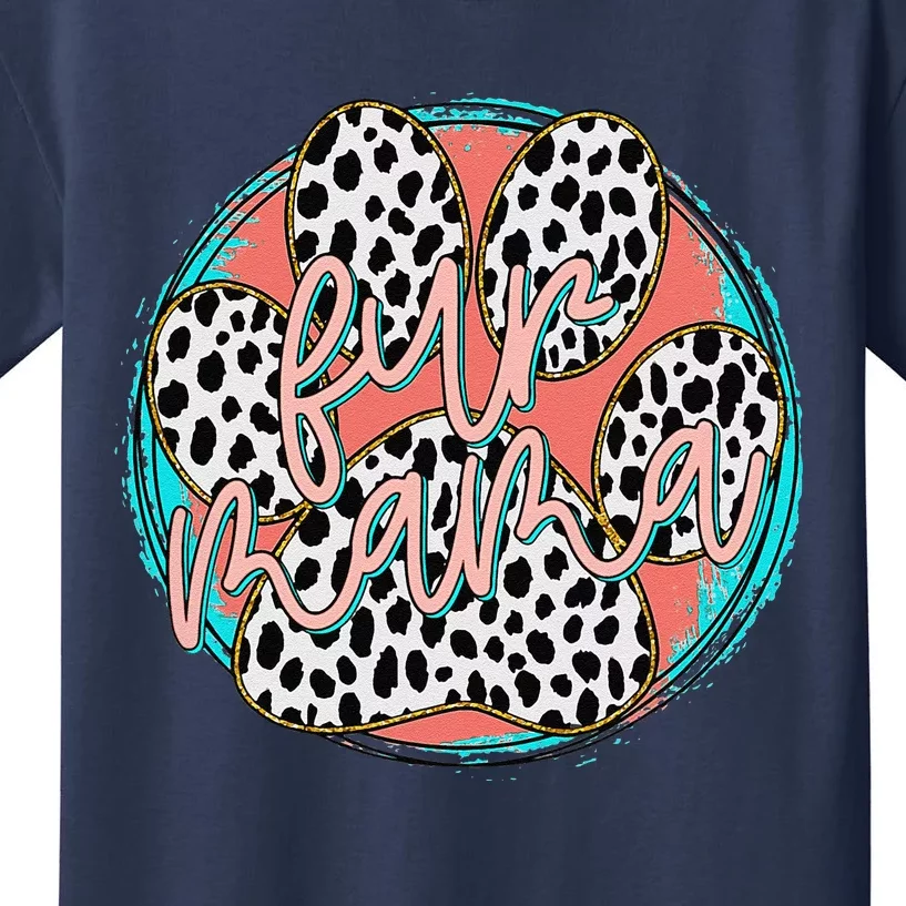 Fur Mom Leopard Dog Lover Cute Funny Pregnancy Kids T-Shirt