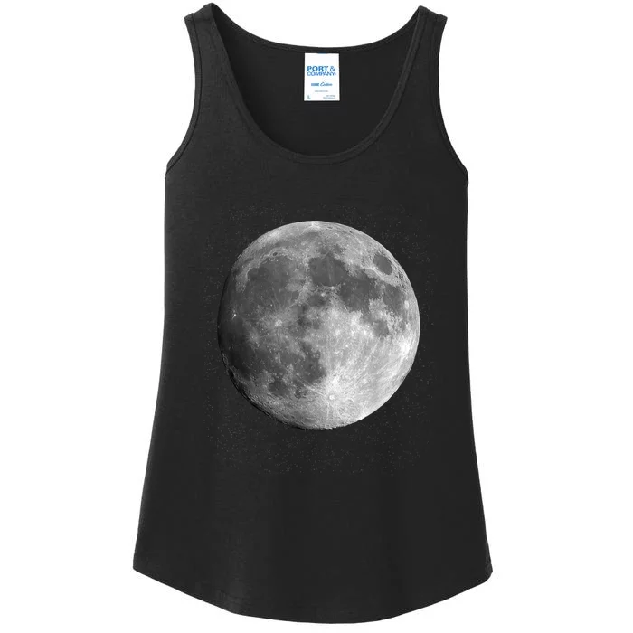 Full Moon Luna Astronomy Space Galaxy Stars Ladies Essential Tank