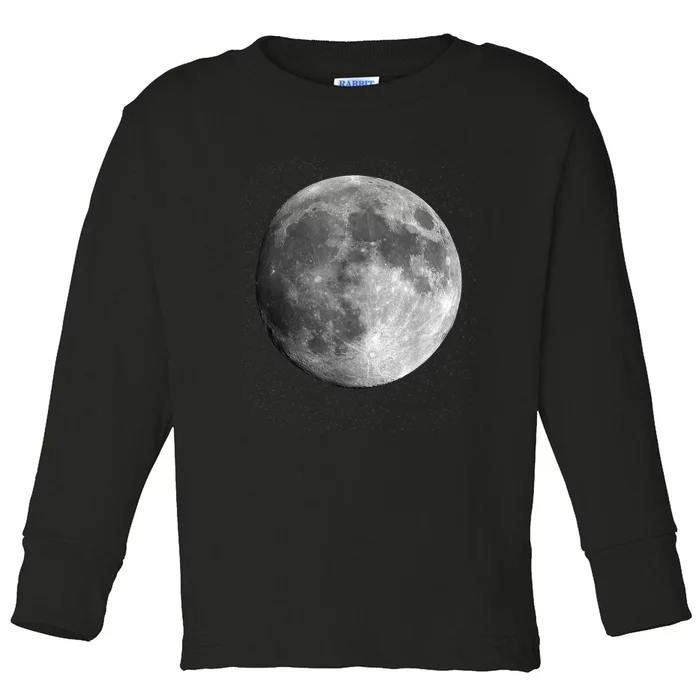 Full Moon Luna Astronomy Space Galaxy Stars Toddler Long Sleeve Shirt