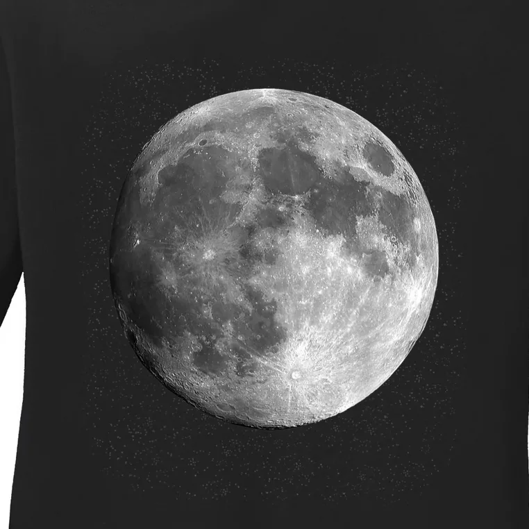 Full Moon Luna Astronomy Space Galaxy Stars Ladies Long Sleeve Shirt