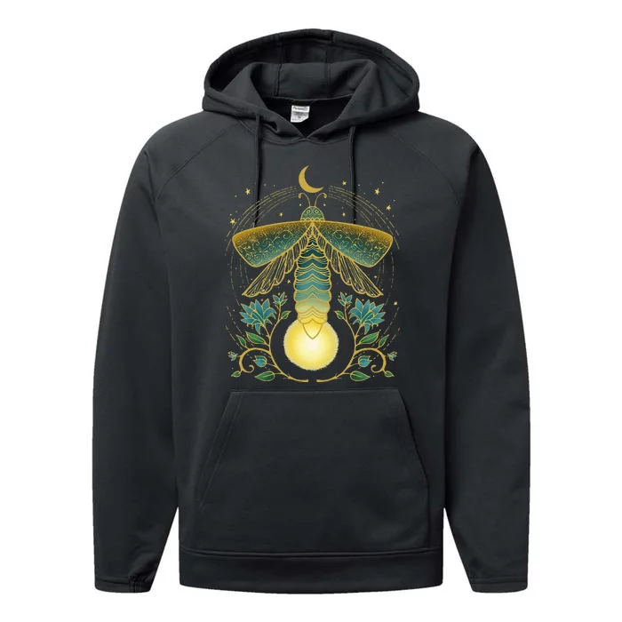 Firefly Magical Lunar Mystical Design For Nature Lovers Performance Fleece Hoodie