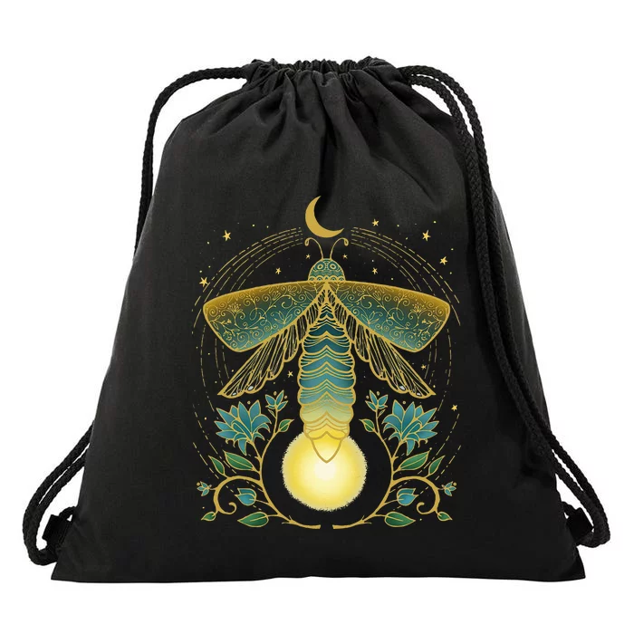 Firefly Magical Lunar Mystical Design For Nature Lovers Drawstring Bag