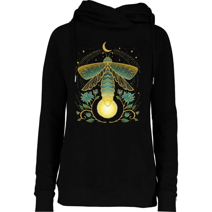 Firefly Magical Lunar Mystical Design For Nature Lovers Womens Funnel Neck Pullover Hood