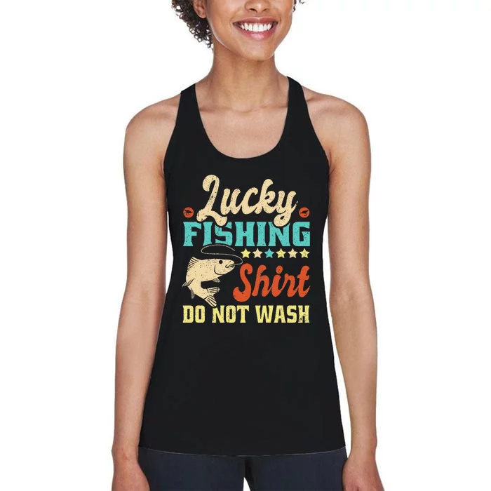 Funny My Lucky Fishing Dad Women's Racerback Tank