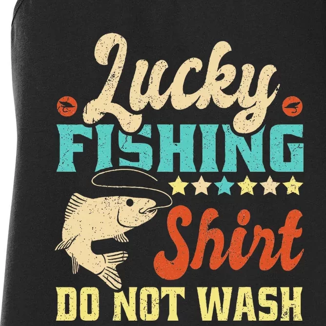 Funny My Lucky Fishing Dad Women's Racerback Tank