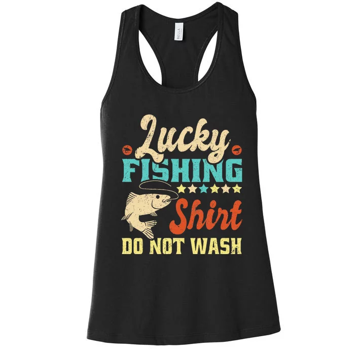 Funny My Lucky Fishing Dad Women's Racerback Tank