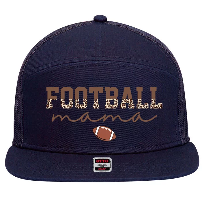 Football Mama Leopard 7 Panel Mesh Trucker Snapback Hat