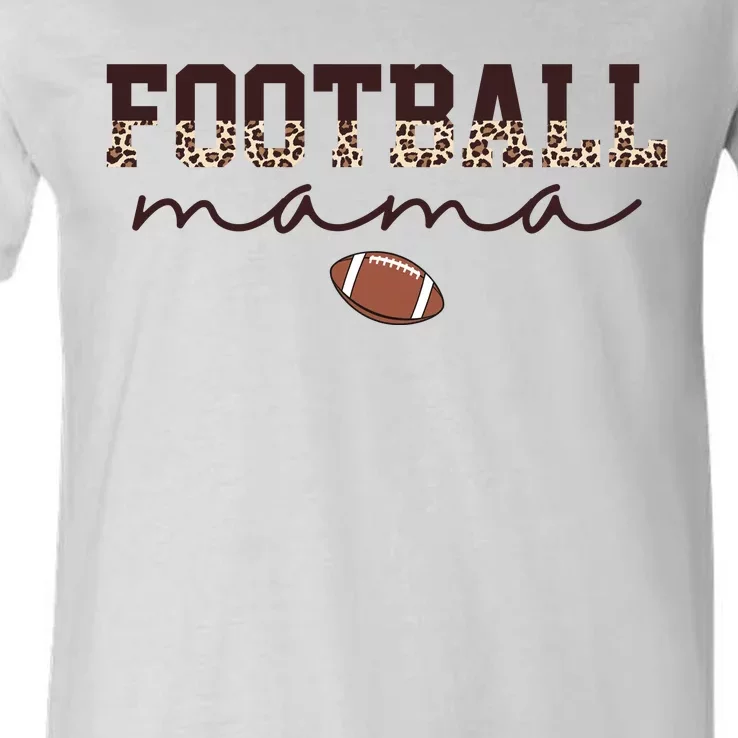 Football Mama Leopard V-Neck T-Shirt