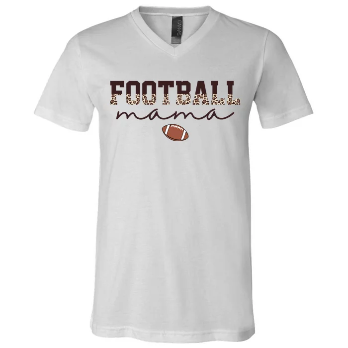 Football Mama Leopard V-Neck T-Shirt