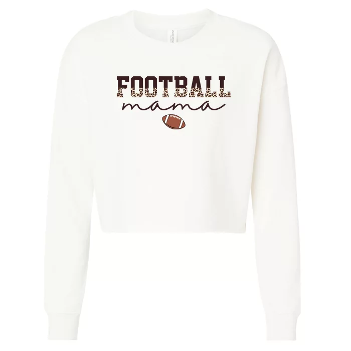 Football Mama Leopard Cropped Pullover Crew