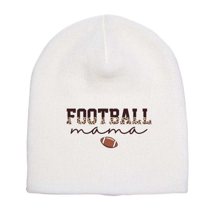 Football Mama Leopard Short Acrylic Beanie