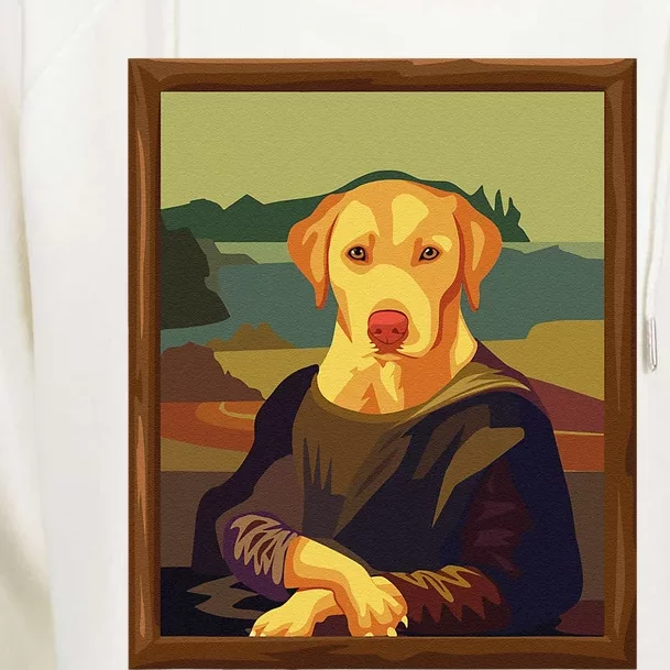 Funny Mona Lisa Yellow Lab Dog Art Parody Womens Funnel Neck Pullover Hood