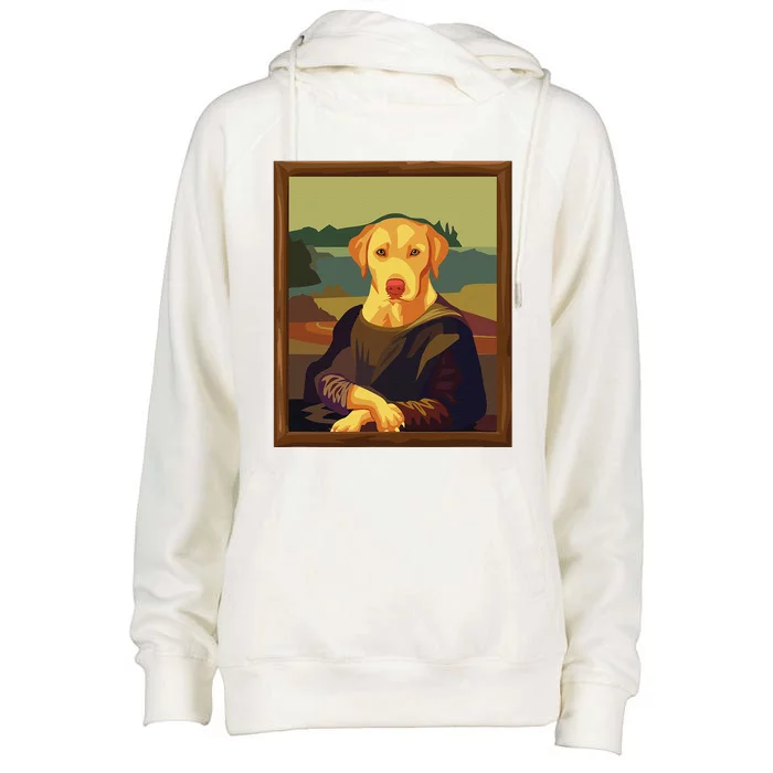 Funny Mona Lisa Yellow Lab Dog Art Parody Womens Funnel Neck Pullover Hood