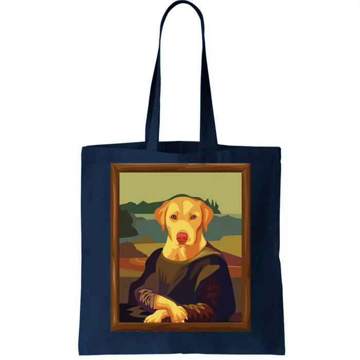 Funny Mona Lisa Yellow Lab Dog Art Parody Tote Bag