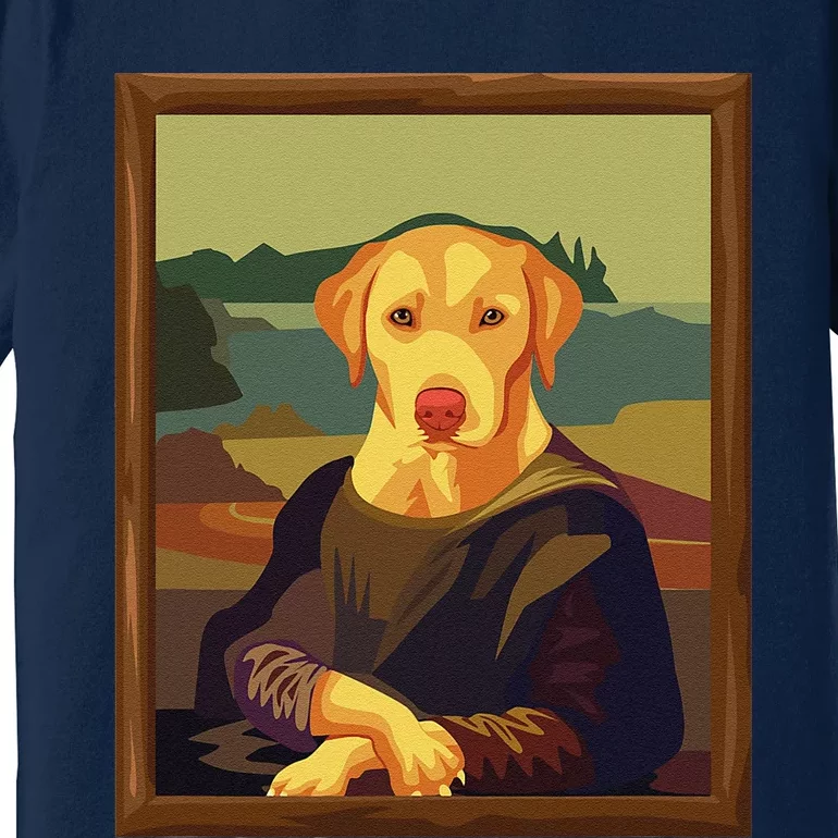 Funny Mona Lisa Yellow Lab Dog Art Parody Premium T-Shirt