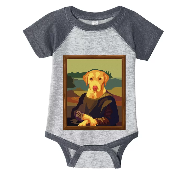 Funny Mona Lisa Yellow Lab Dog Art Parody Infant Baby Jersey Bodysuit