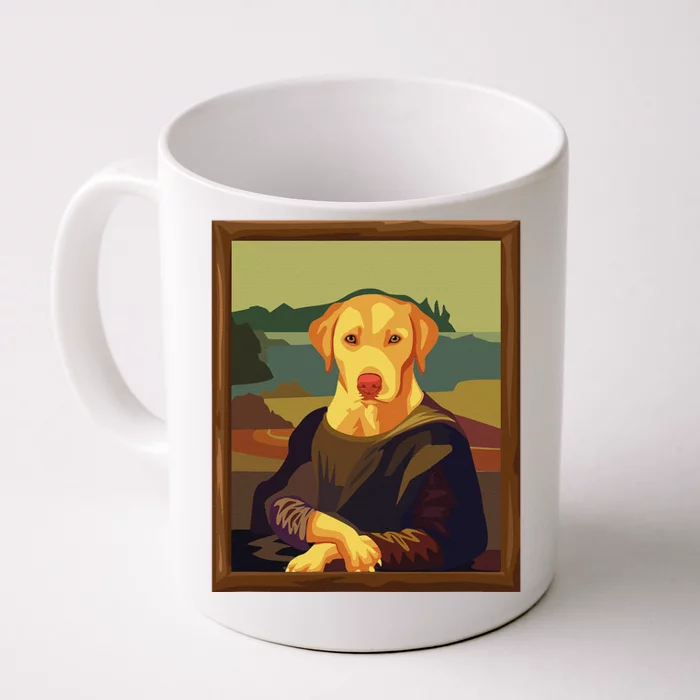 Funny Mona Lisa Yellow Lab Dog Art Parody Front & Back Coffee Mug