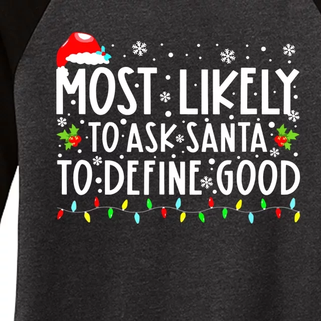 Funny Most Likely To Shoot The Reindeer Family Christmas Women's Tri-Blend 3/4-Sleeve Raglan Shirt