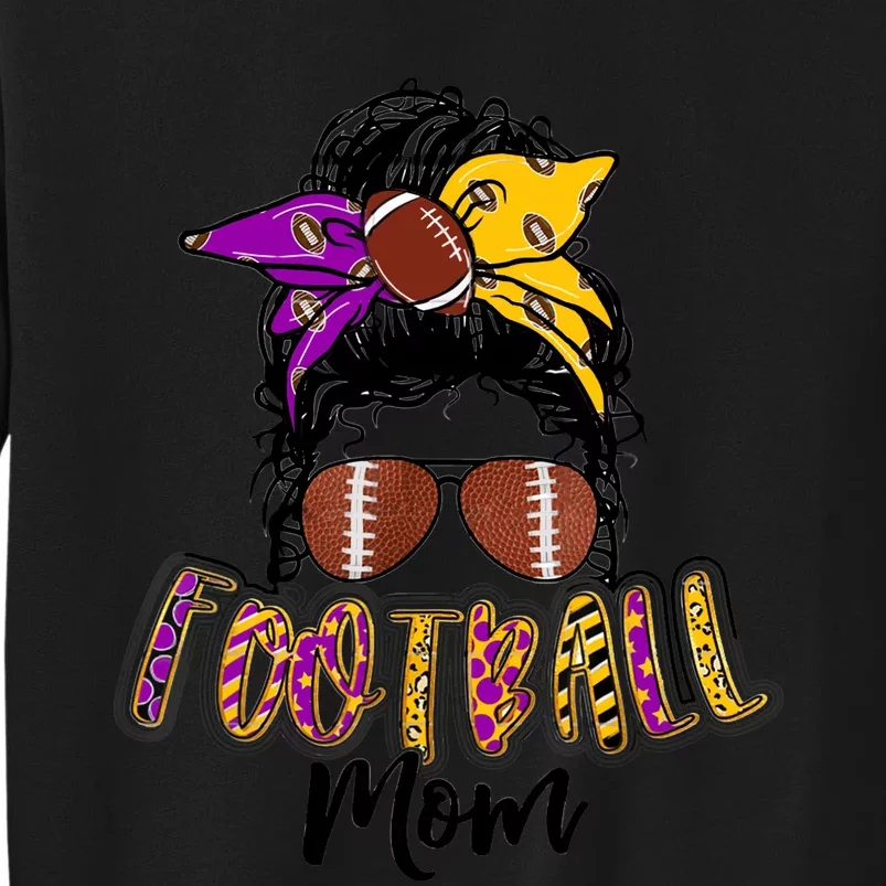 Football Mom Life Leopard Messy Bun Player Sweatshirt