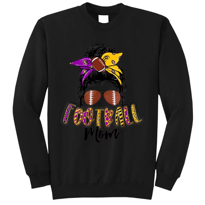 Football Mom Life Leopard Messy Bun Player Sweatshirt