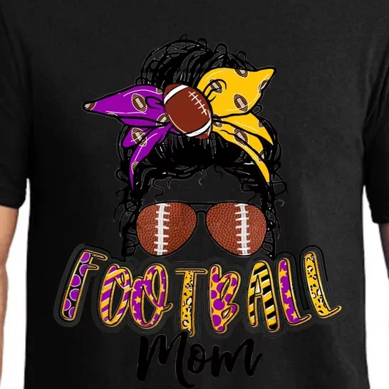 Football Mom Life Leopard Messy Bun Player Pajama Set