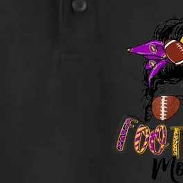 Football Mom Life Leopard Messy Bun Player Dry Zone Grid Performance Polo