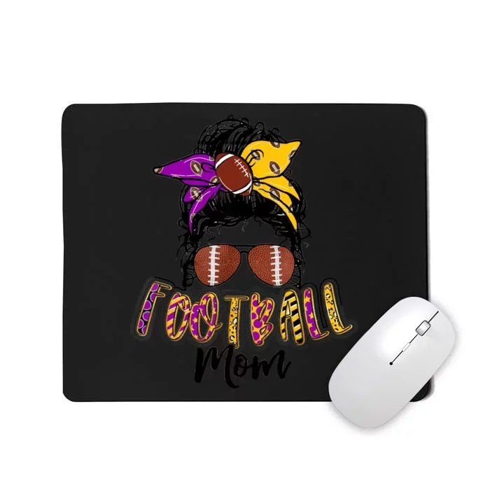 Football Mom Life Leopard Messy Bun Player Mousepad