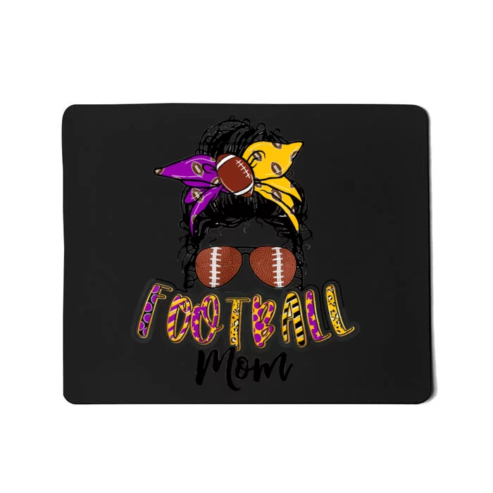 Football Mom Life Leopard Messy Bun Player Mousepad