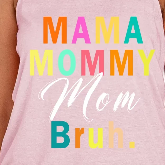 Funny Mom Life Mama Mommy Mom Bruh Gift Women's Knotted Racerback Tank