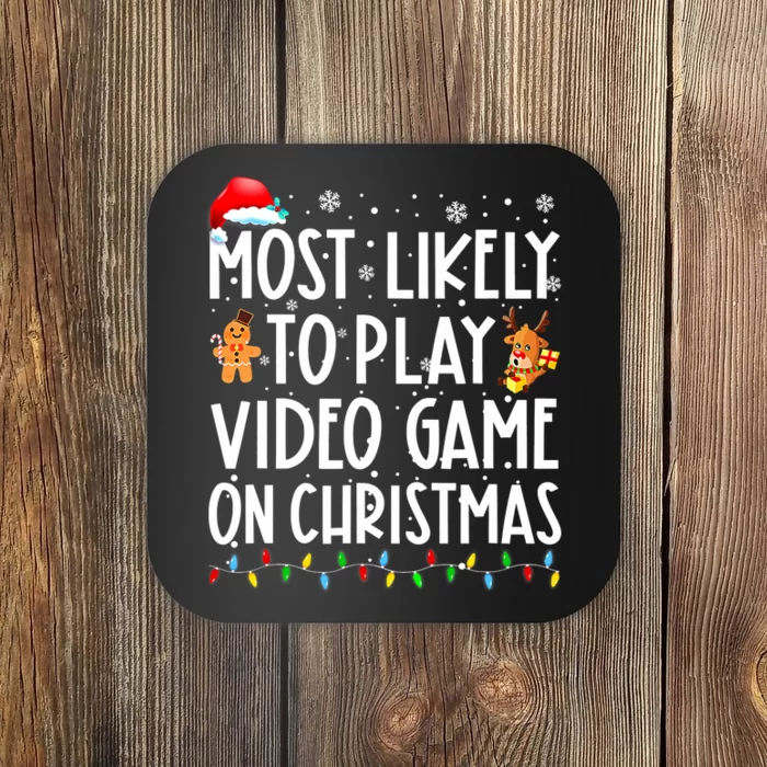 Funny Most Likely Play Video Game On Christmas Santa Gaming Coaster