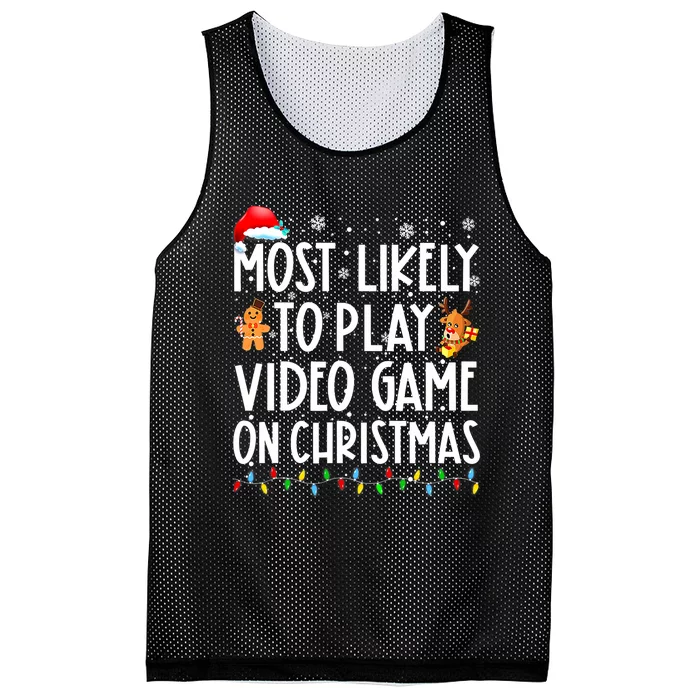 Funny Most Likely Play Video Game On Christmas Santa Gaming Mesh Reversible Basketball Jersey Tank