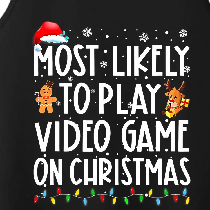 Funny Most Likely Play Video Game On Christmas Santa Gaming Performance Tank