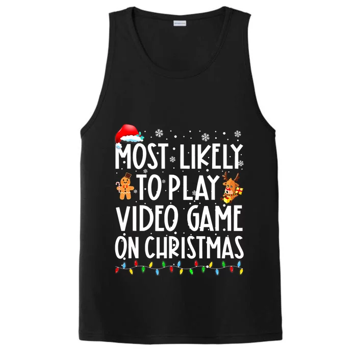 Funny Most Likely Play Video Game On Christmas Santa Gaming Performance Tank