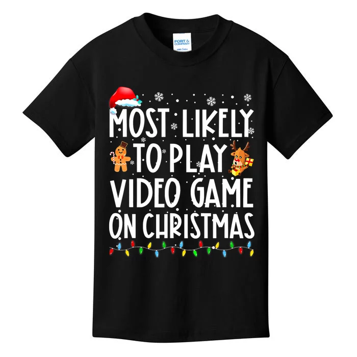 Funny Most Likely Play Video Game On Christmas Santa Gaming Kids T-Shirt