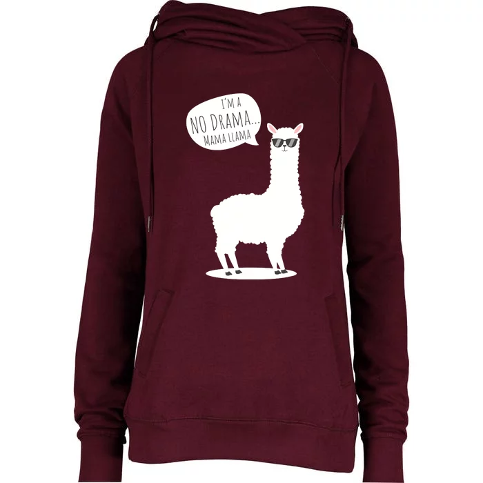 Funny Mama Llama No Drama Alpaca Womens Funnel Neck Pullover Hood