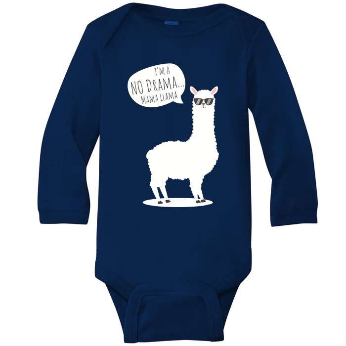 Funny Mama Llama No Drama Alpaca Baby Long Sleeve Bodysuit